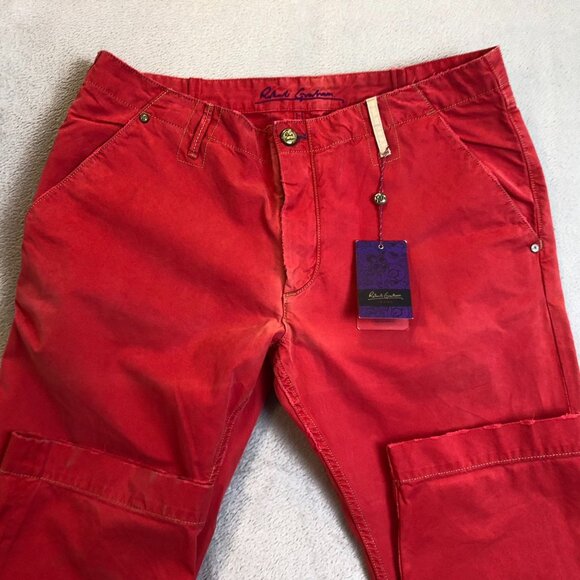 Robert Graham Mens Pants 40x35 Red Slim Fit Jeano Style Cotton Casual Trousers - Picture 15 of 16
